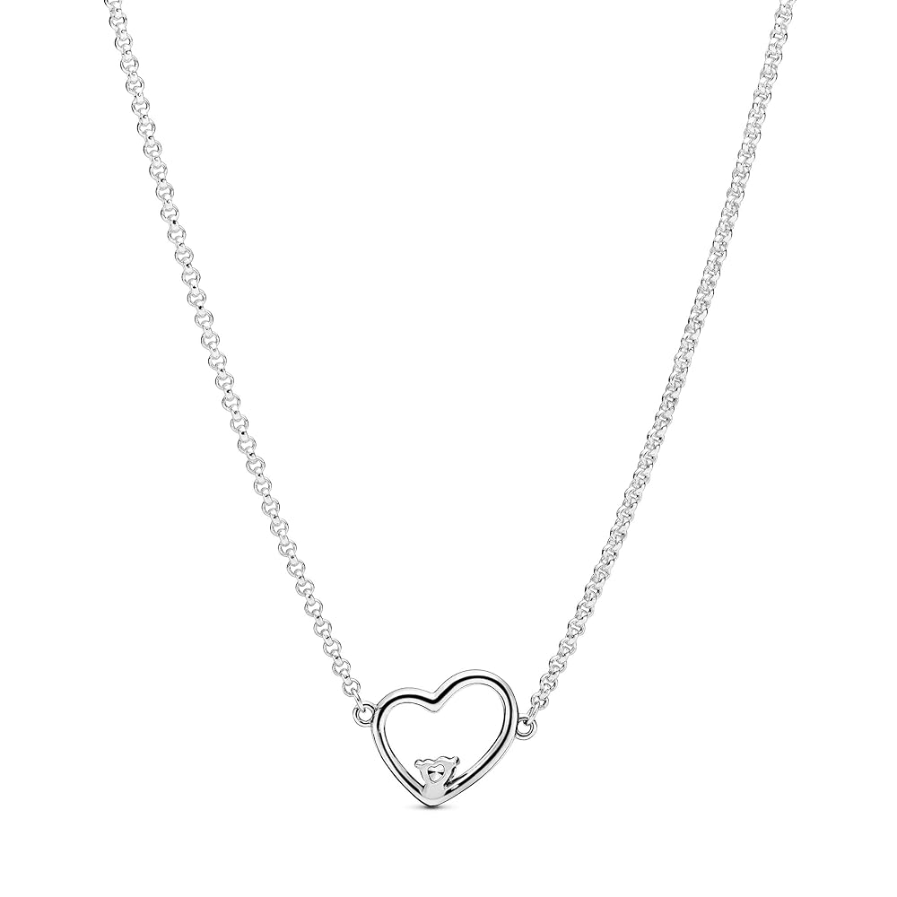 Pandora シルバーハートネックレス Amazon | Pandora Jewelry アシンメトリー ハート キュービック